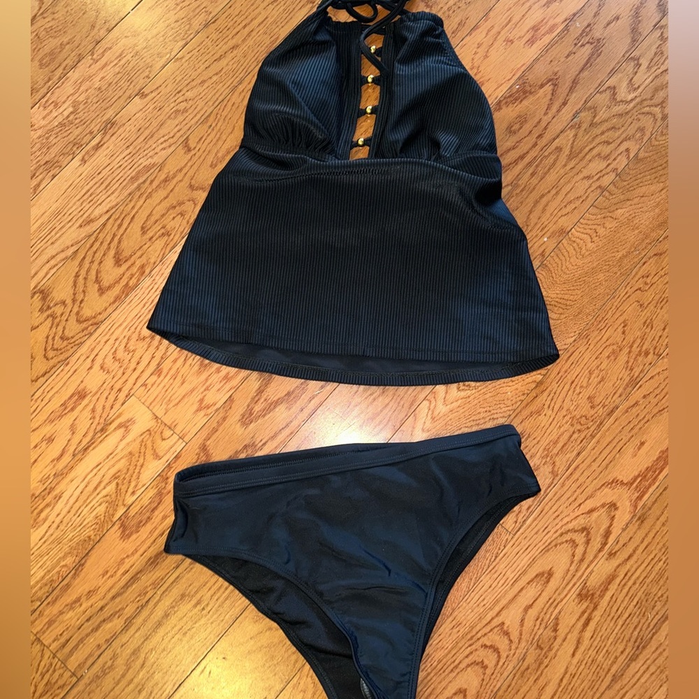 Black two piece.